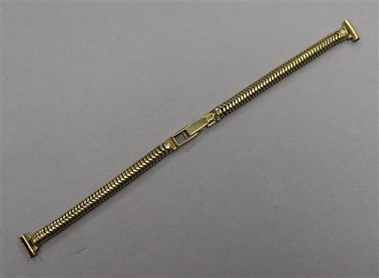 An 18ct gold watch bracelet, length 16cm.